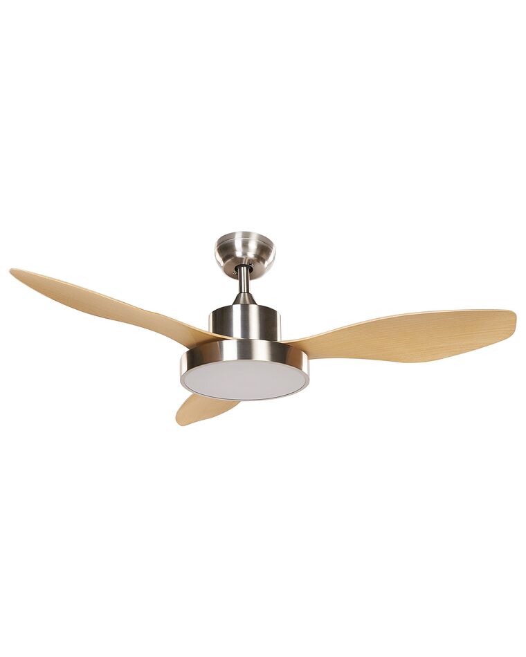 Ceiling Fan with Light Silver with Light Wood BANDERAS_870947
