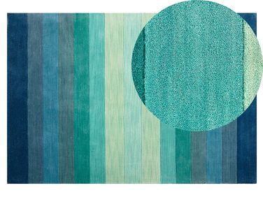Teppich Wolle mehrfarbig 140 x 200 cm Streifenmuster Kurzflor MAILSI
