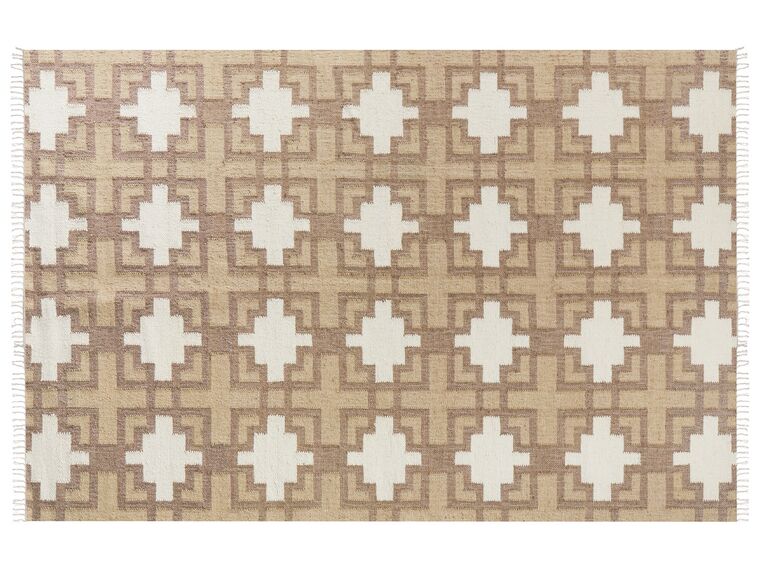 Teppich Jute beige 200 x 300 cm geometrisches Muster Kurzflor KONURTAY_887148