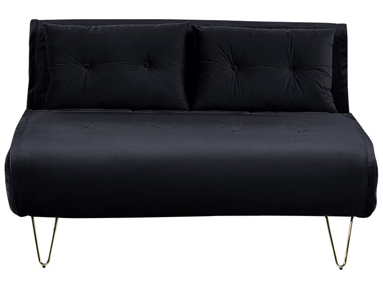 2 Seater Velvet Sofa Bed Black VESTFOLD_851079