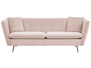 3-Sitzer Sofa Samtstoff pastellrosa mit goldenen Beinen FREDERICA