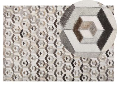 Kožený koberec 140 x 200 cm hnedá/béžová TAVAK