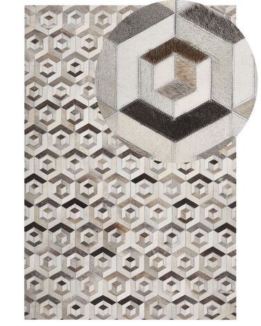 Dywan patchworkowy skórzany 140 x 200 cm brązowo-beżowy TAVAK 