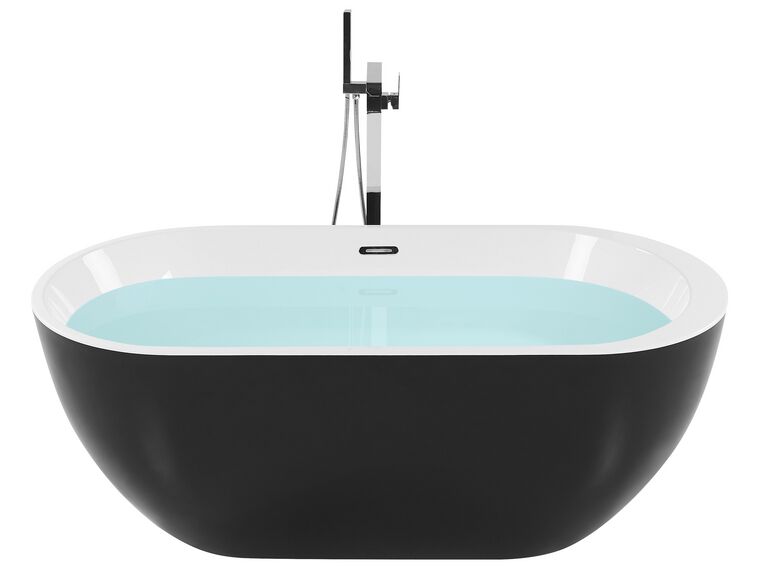 Retro Badewanne Schwarz Oval 170x80 Cm - Freistehend Mit Silbernen Löwenfüßen Cayman