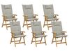 Lot de 6 chaises de jardin avec coussins gris-beige JAVA_788651