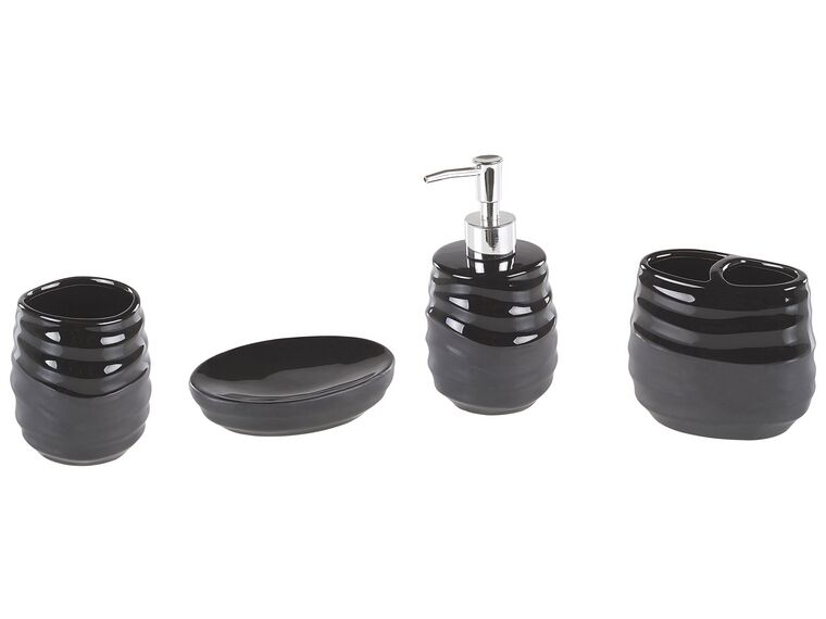 4-częściowy zestaw akcesoriów łazienkowych ceramiczny czarny CHANCO_788712
