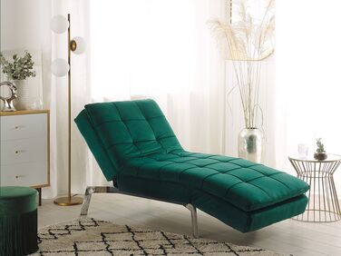 Velvet Chaise Lounge Emerald Green LOIRET