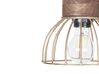 Lampe suspension 5 ampoules cuivré et bois clair VARADA_867815