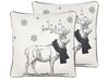 Lot de 2 coussins avec motif renne 45 x 45 cm blanc et noir SVEN_814104