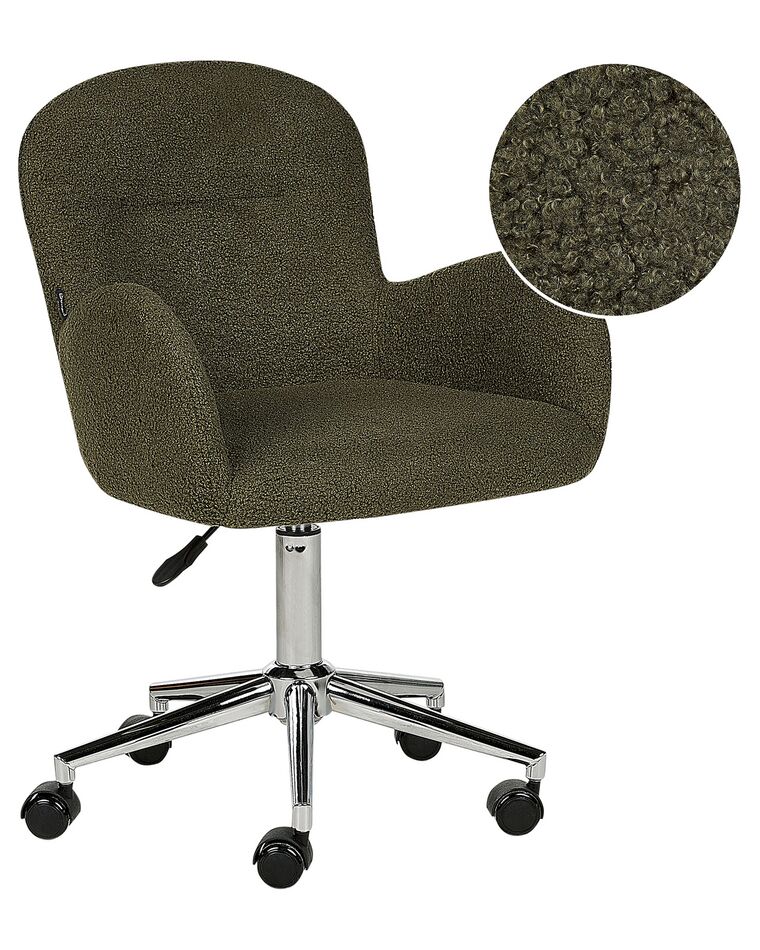 Chaise de bureau en tissu bouclé vert PRIDDY_896670