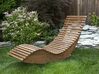 Leżak ogrodowy drewniany z poduszką beżowoszarą BRESCIA_746546
