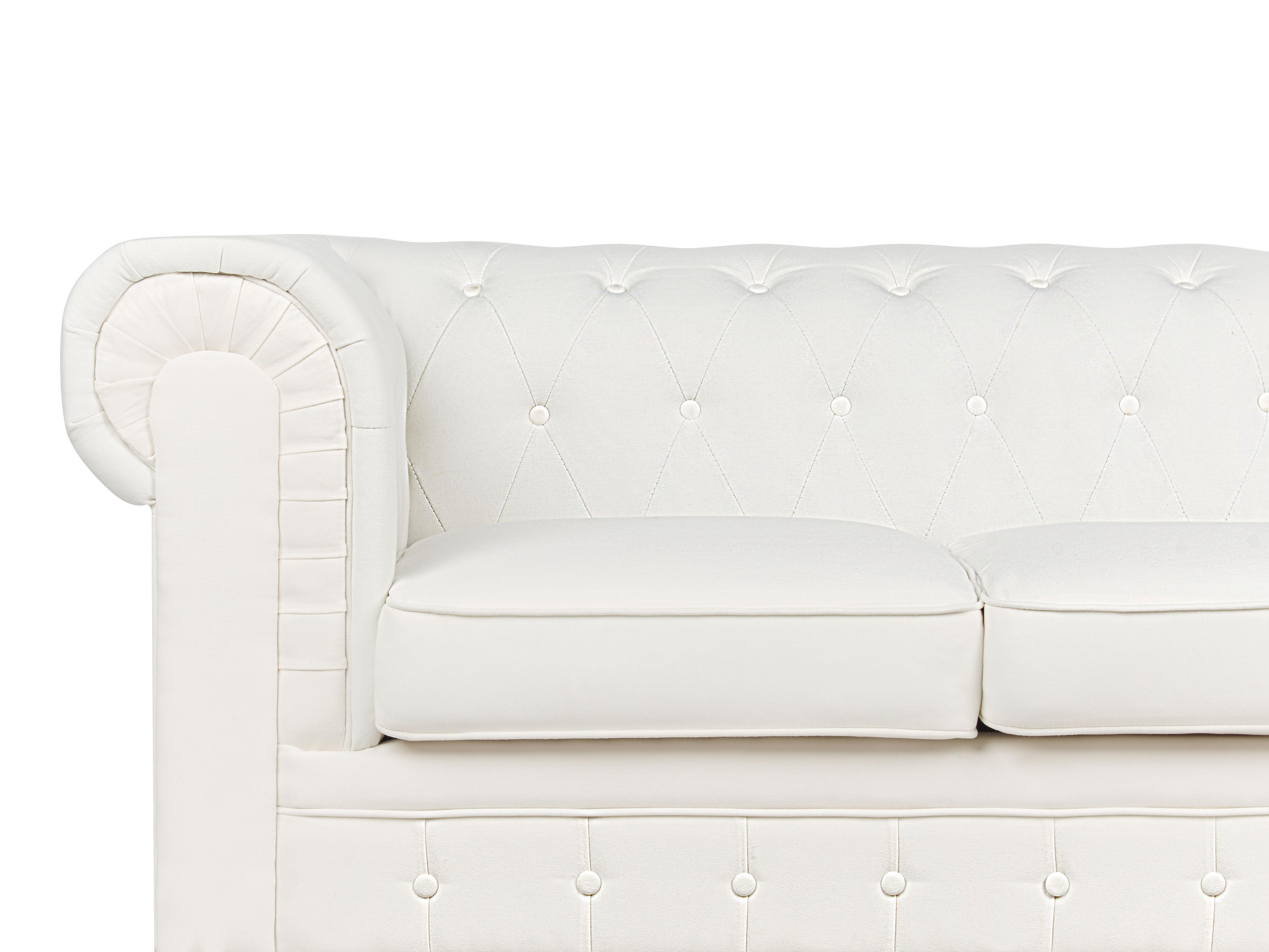 Conjunto de sofás com 4 lugares em tecido branco-creme CHESTERFIELD_912466