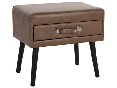 Faux Leather Side Table Brown EUROSTAR