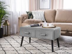 Sohvapöytä sametti 2 laatikkoa harmaa AMTRAK Sohvapöytä sametti 2 laatikkoa harmaa AMTRAK