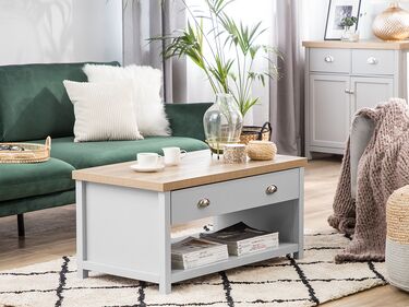 Coffee Table with Drawer Grey with Light Wood CLIO