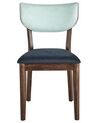 Set of 2 Wooden Dining Chairs Dark Wood and Blue MOKA_832130