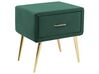 Mesa de cabeceira com 1 gaveta em veludo verde esmeralda FLAYAT_833977