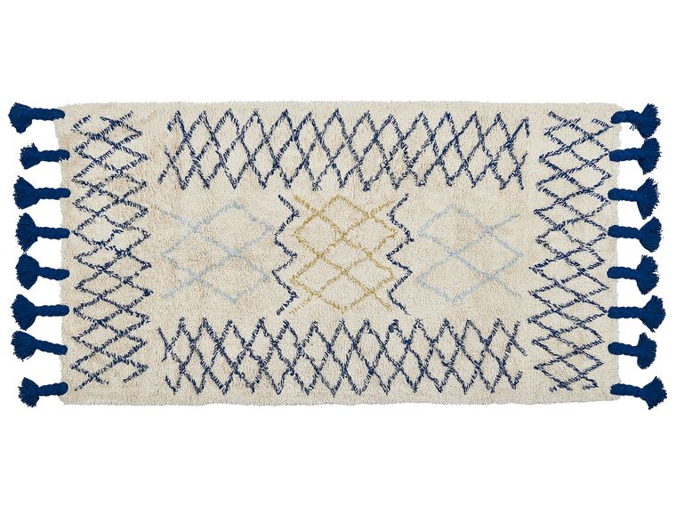 Bavlnený koberec 80 x 150 cm béžová/modrá ERZINCAN_839253