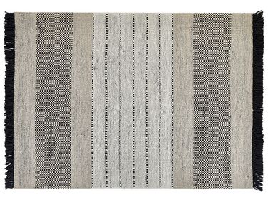 Teppich Wolle beige / schwarz 160 x 230 cm Kurzflor YAZLIK