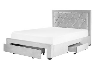 Velvet EU Double Bed with Storage Light Grey LIEVIN