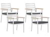 Conjunto de 4 cadeiras de jardim brancas com almofadas cinzentas CAVOLI_777361