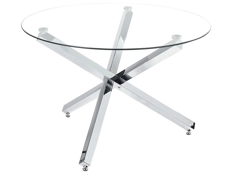 Stół do jadalni ze szklanym blatem okrągły ⌀ 110 cm srebrny BUTLER_850651