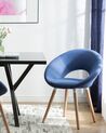Conjunto de 2 sillas de comedor de poliéster azul marino/madera clara ROSLYN_696312