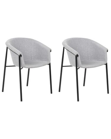 Set of 2 Fabric Dining Chairs Grey AMES