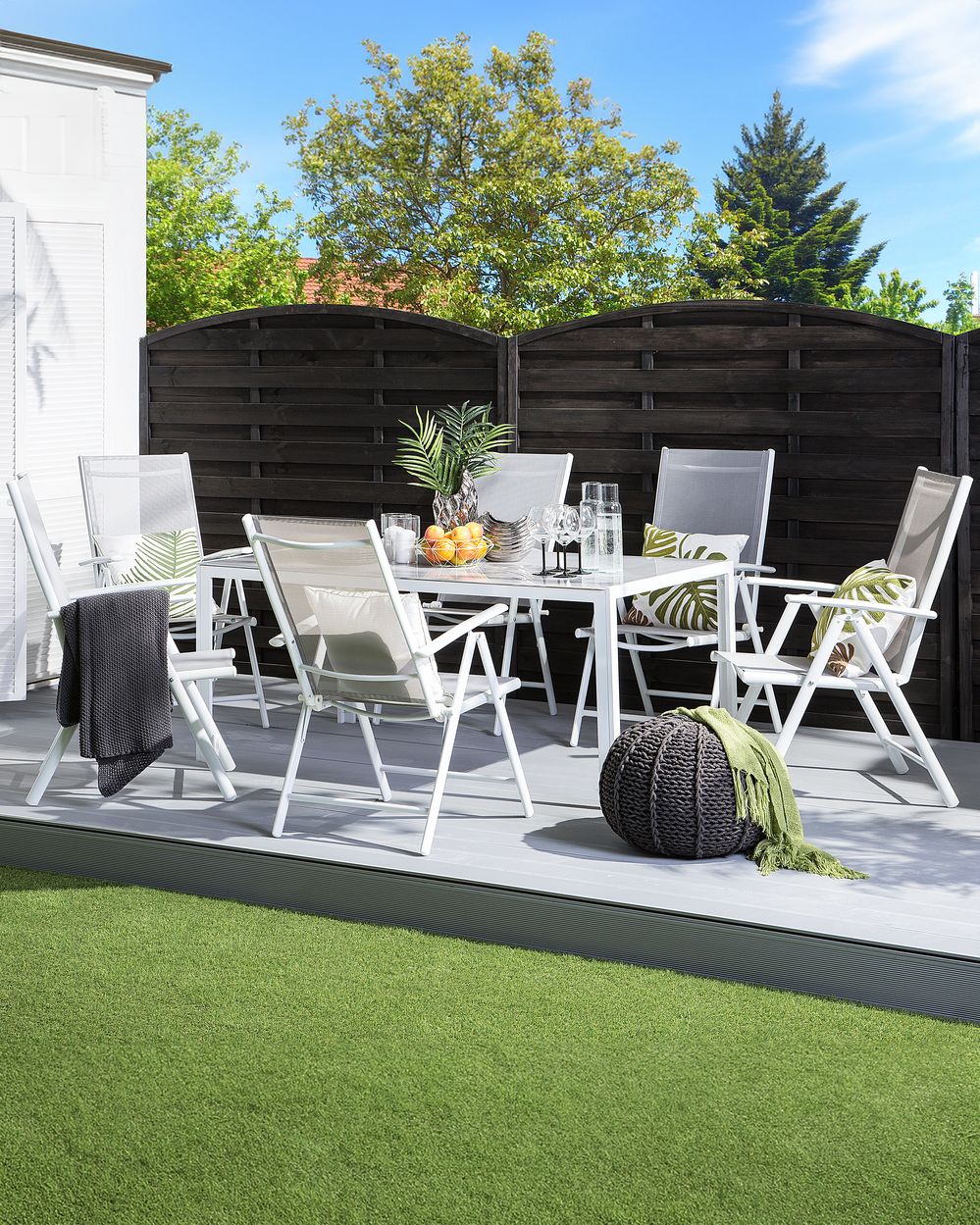 Lot de 6 chaises de jardin en aluminium grises CATANIA  Beliani.fr
