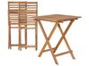 Table et 2 chaises de jardin en bois avec coussins bleu et blanc FIJI_764294