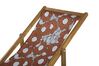 Set of 2 Acacia Folding Deck Chairs and 2 Replacement Fabrics Light Wood with Off-White / Poppies Pattern ANZIO_819698