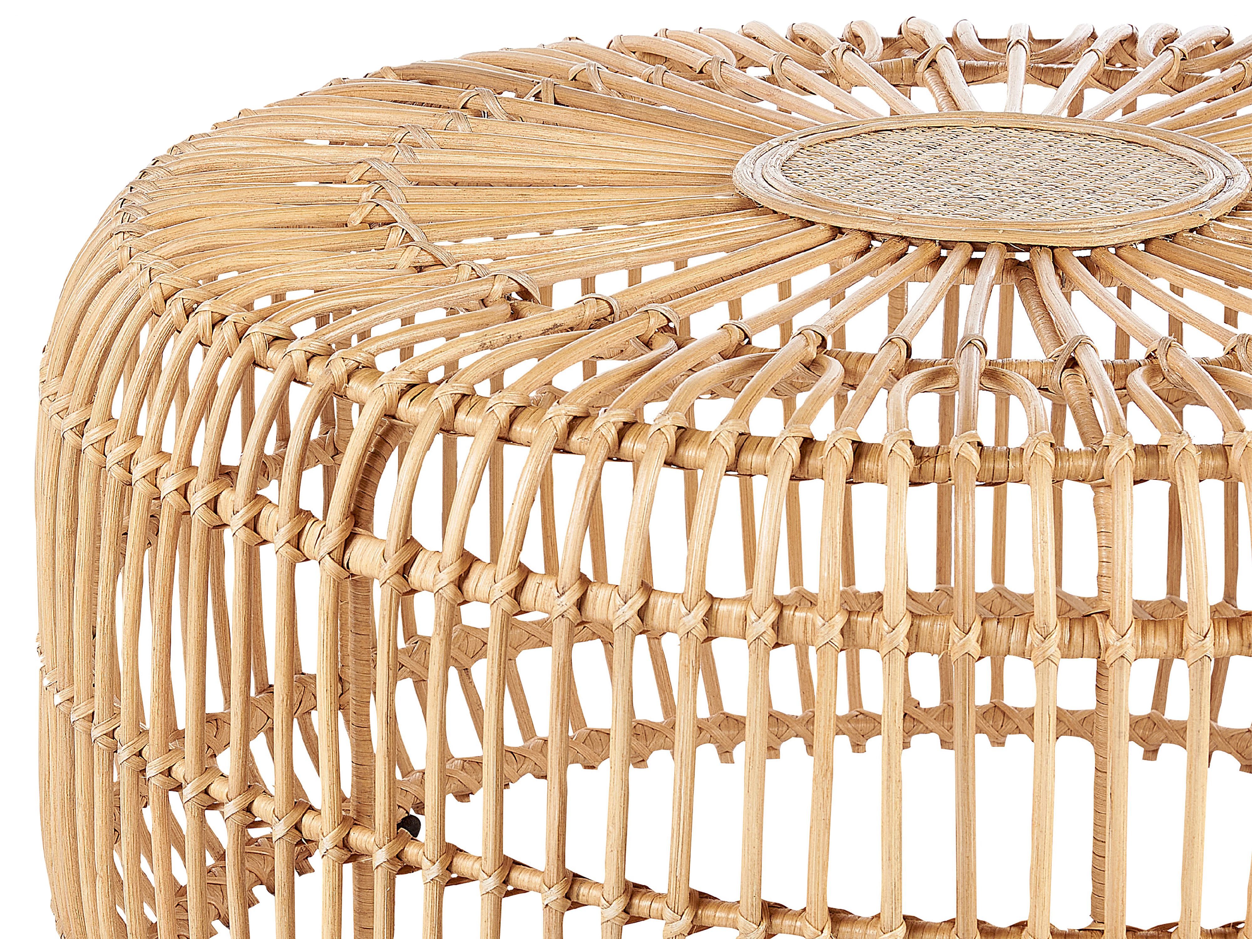 Garten Beistelltisch Rattan natürlich ⌀ 85 cm RANDAZZO Beliani.ch
