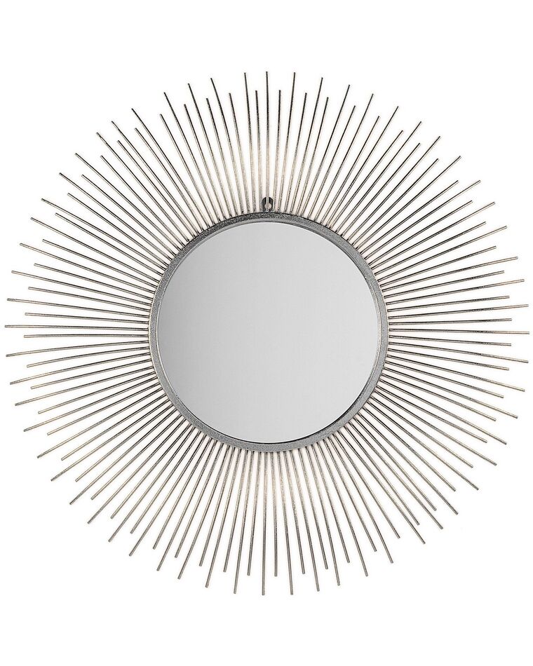 Metalowe lustro ścienne słońce ø 80 cm srebrne CILLY_904105