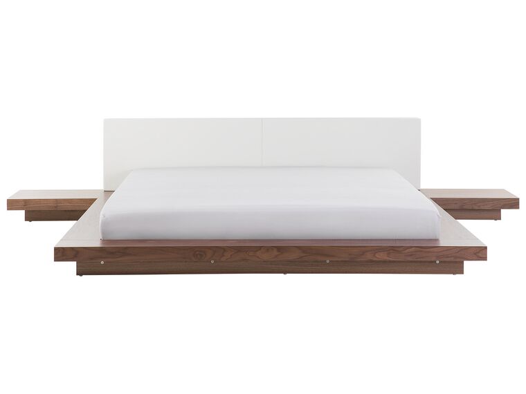 EU Super King Size Bed with Bedside Tables Brown ZEN_537128
