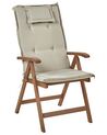 Set of 6 Acacia Wood Garden Folding Chairs Dark Wood with Taupe Cushions AMANTEA_879779
