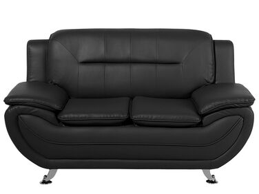 2-istuttava musta keinonahkainen sohva LEIRA