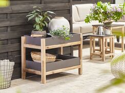 Hylly 2 hyllyä harmaa/vaalea puu OLIENA Hylly 2 hyllyä harmaa/vaalea puu OLIENA