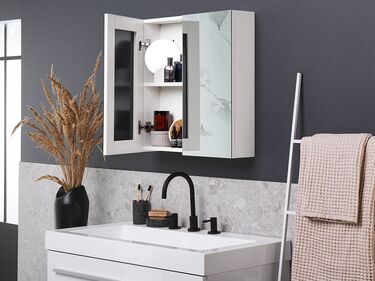 Baderomsskap med speil 60 x 60 cm hvit/sølv NAVARRA