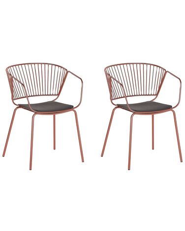 Conjunto de 2 cadeiras em metal cor cobre vermelho RIGBY