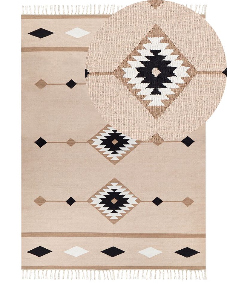 Kelim Teppich Baumwolle mehrfarbig 200 x 300 cm geometrisches Muster Kurzflor BERDIK_870049
