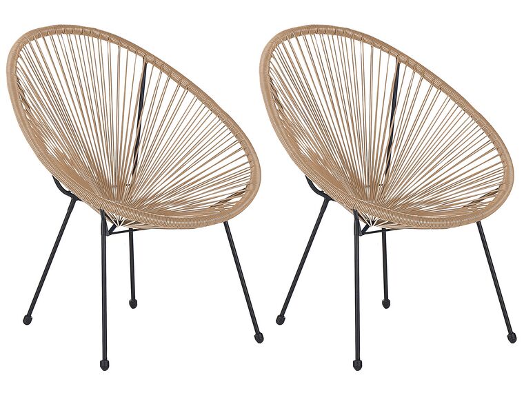 Set of 2 PE Rattan Accent Chairs Natural ACAPULCO II_813817