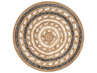 Okrúhly jutový koberec ⌀ 140 cm béžová/čierna GOYNE
