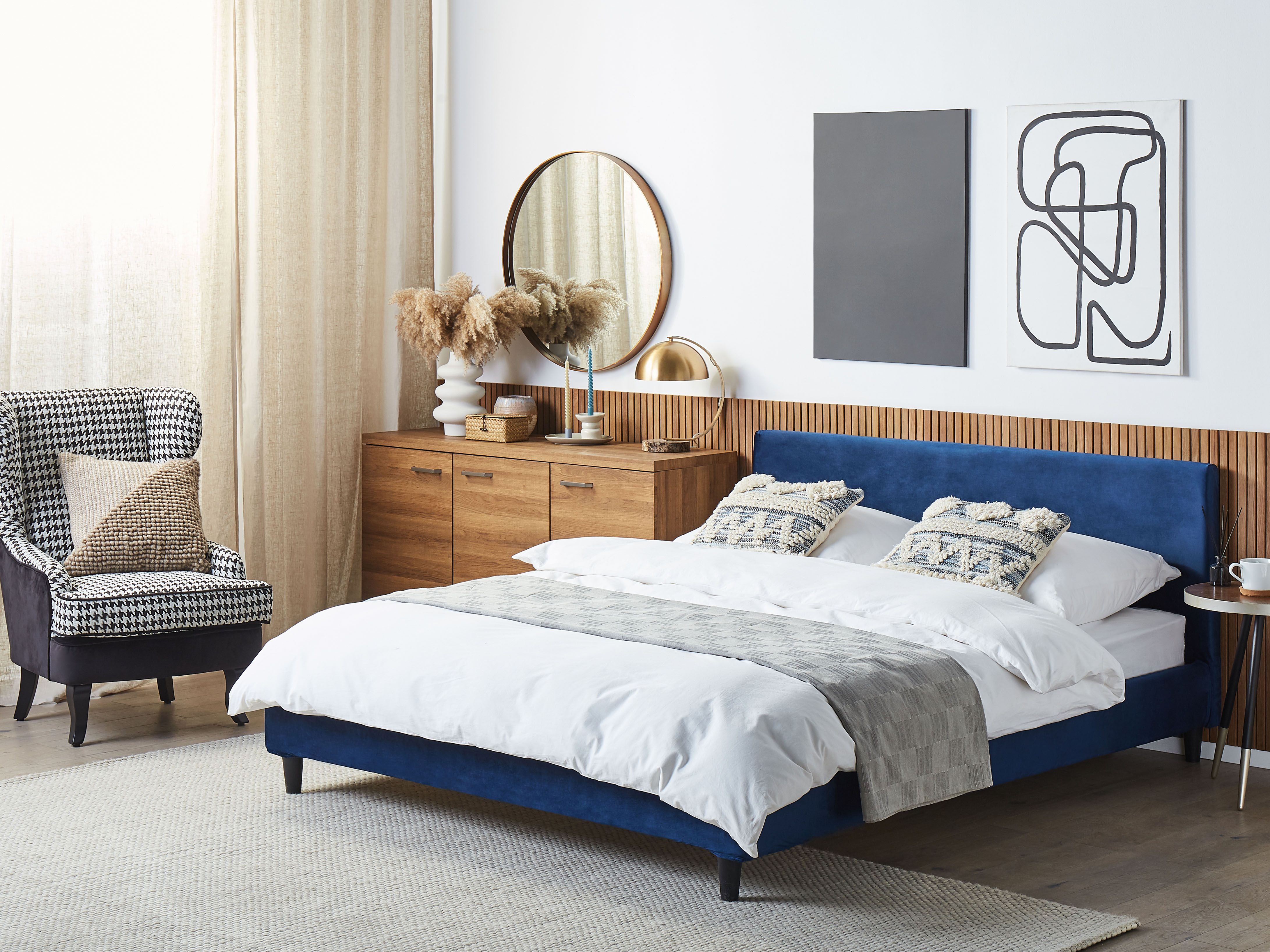 Velvet Bed Navy Blue FITOU Various Sizes | Beliani.fr