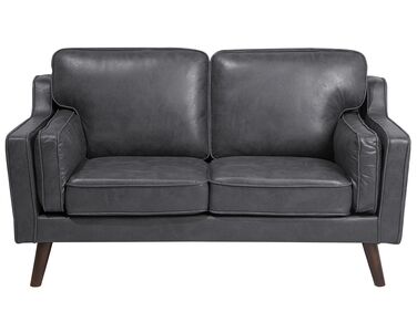 2 Seater Sofa Faux Leather Grey LOKKA