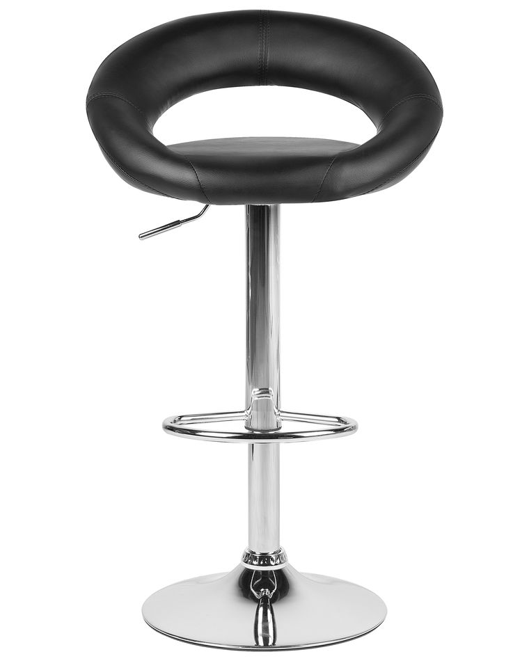 Set of 2 Faux Leather Swivel Bar Stools Black PEORIA Beliani.co.uk