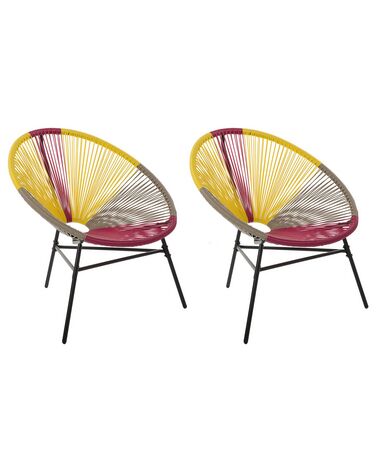 Conjunto de 2 cadeiras de jardim em rattan multicolor amarelo ACAPULCO
