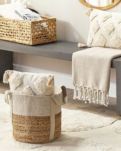 Juuttikori beige/valkoinen ⌀ 35 cm SONIPAT Juuttikori beige/valkoinen ⌀ 35 cm SONIPAT