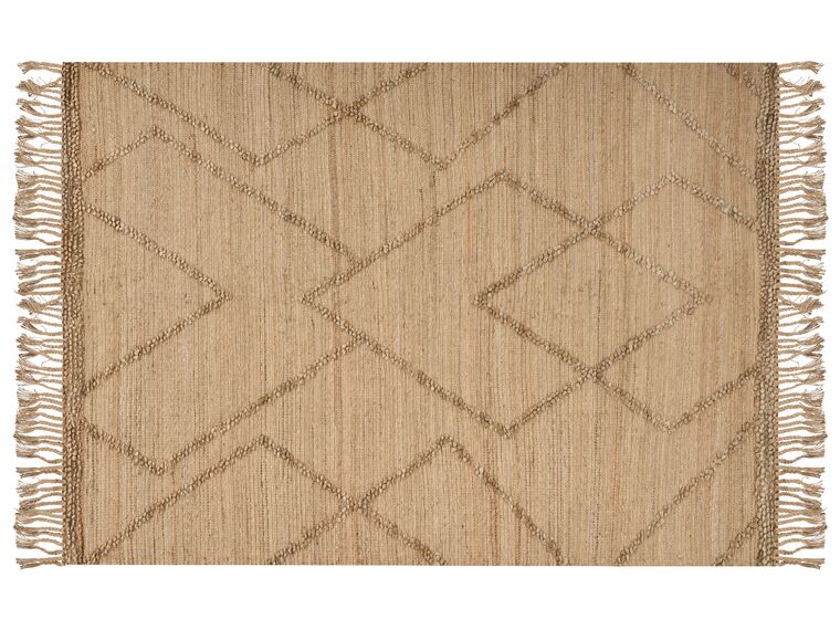 Teppich Jute beige 200 x 300 cm geometrisches Muster Kurzflor HANDERE_886241