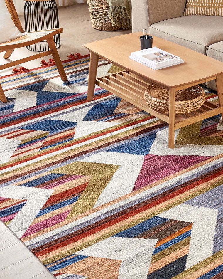 Wool Kilim Area Rug 200 x 300 cm Multicolour MRGASHAT Beliani.co.uk