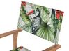 Set of 2 Acacia Folding Chairs and 2 Replacement Fabrics Light Wood with Off-White / Toucan Pattern CINE_819246